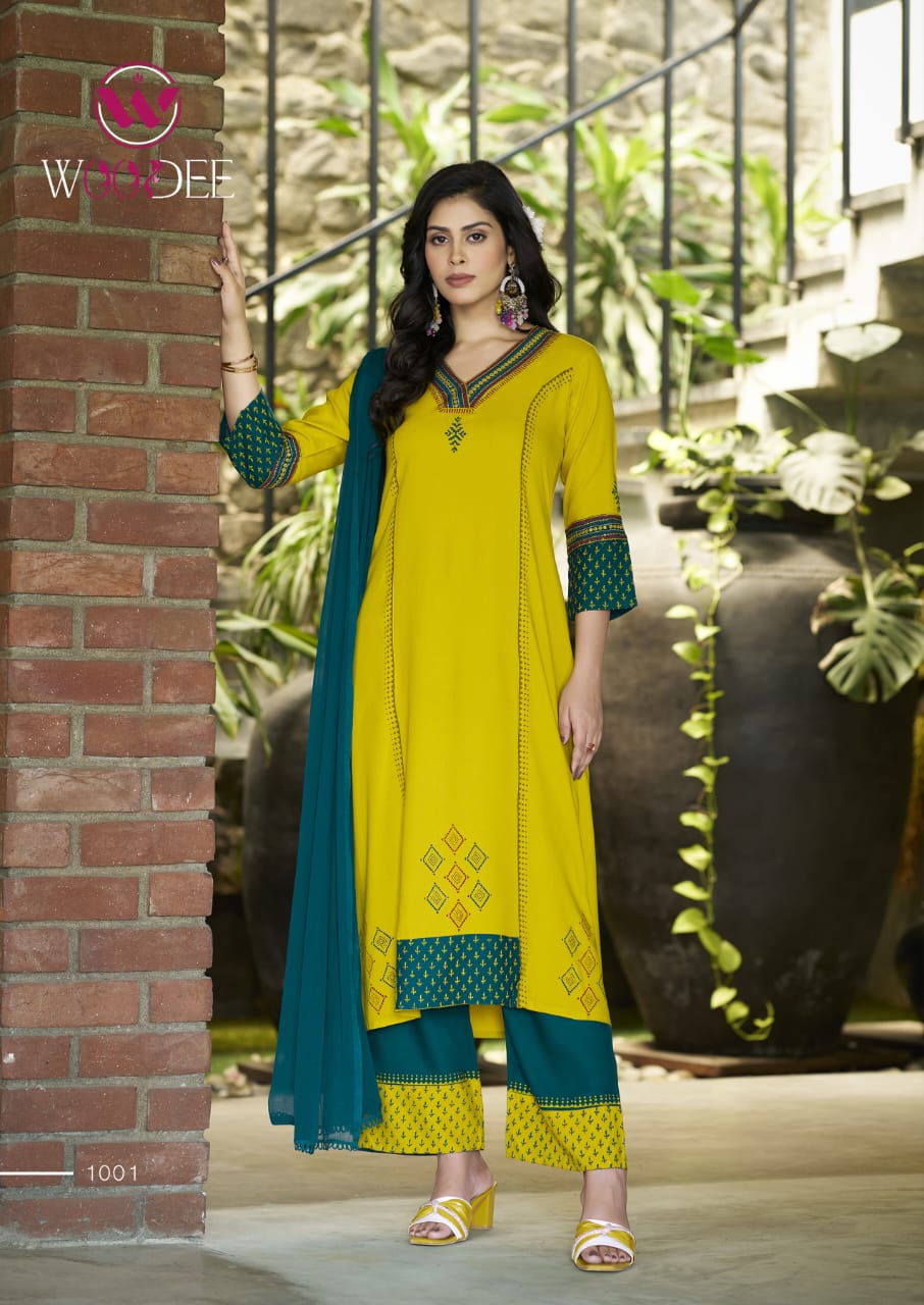 Tamanna By Woodee Rayon Online Kurti With Bottom Dupatta Wholesale